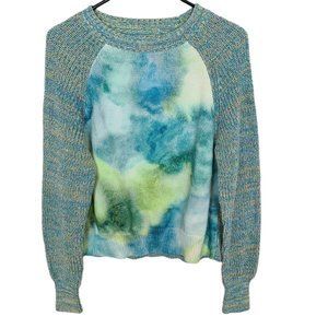 By Anthropologie Sweater Knit Top Crewneck Sweatshirt Tie Dye Green Womens M